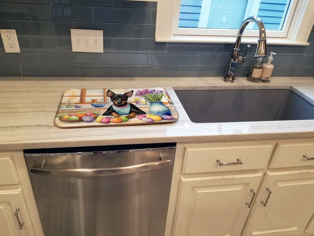 Decorating Easter Manchester Terrier Dish Drying Mat Absorbent Dish Drying Mat Pad for Kitchen Counter Dish Drainer Mat for Countertop, 14 x 21", Multicolor