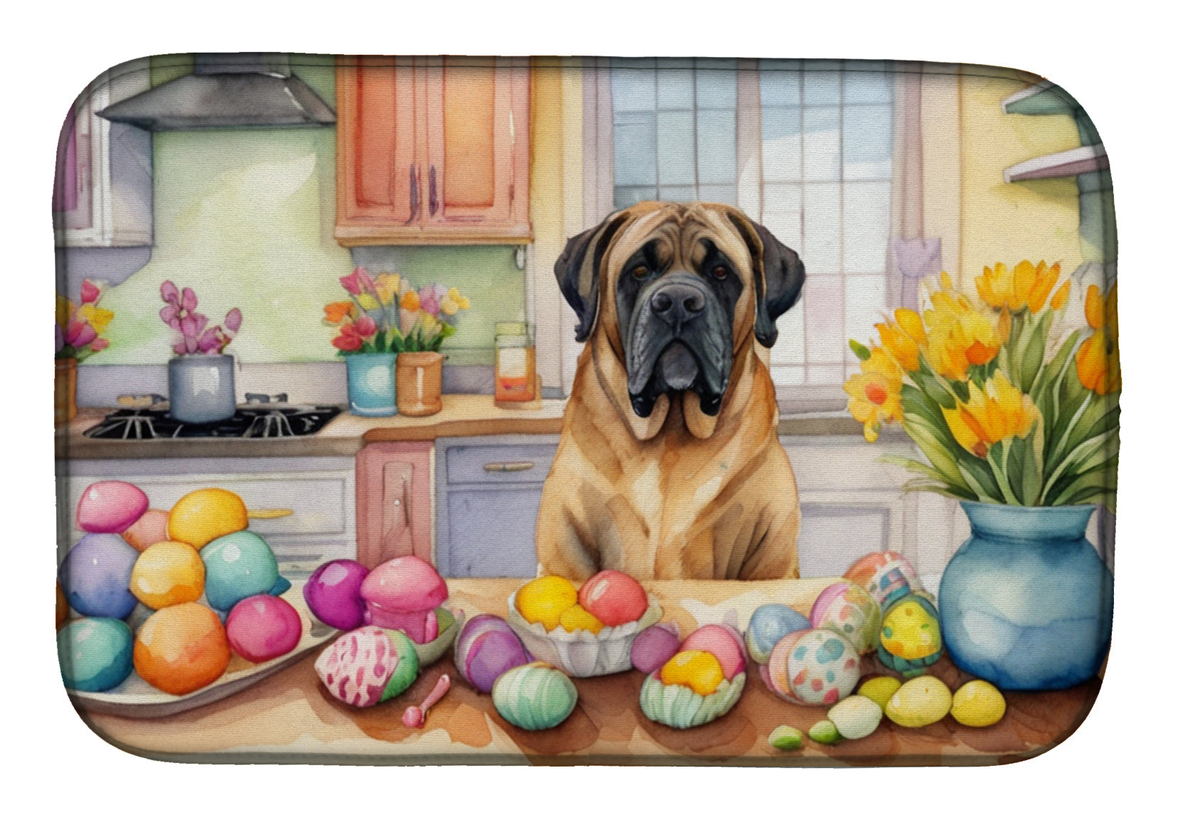 Decorating Easter Mastiff Dish Drying Mat Absorbent Dish Drying Mat Pad for Kitchen Counter Dish Drainer Mat for Countertop, 14 x 21", Multicolor