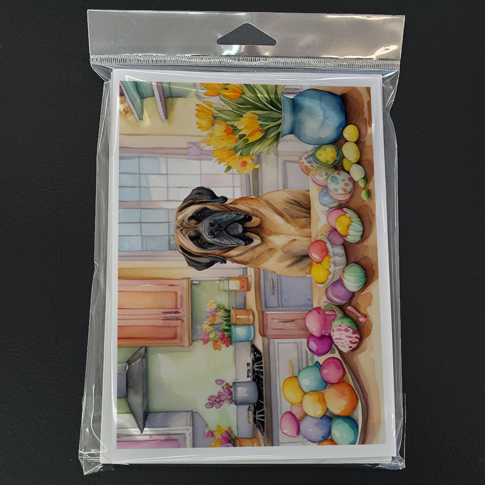 Decorating Easter Mastiff Greeting Cards Pack of 8 Blank Cards with Envelopes Whimsical A7 Size 5x7