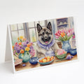 Decorating Easter Norwegian Elkhound Greeting Cards Pack of 8 Blank Cards with Envelopes Whimsical A7 Size 5x7