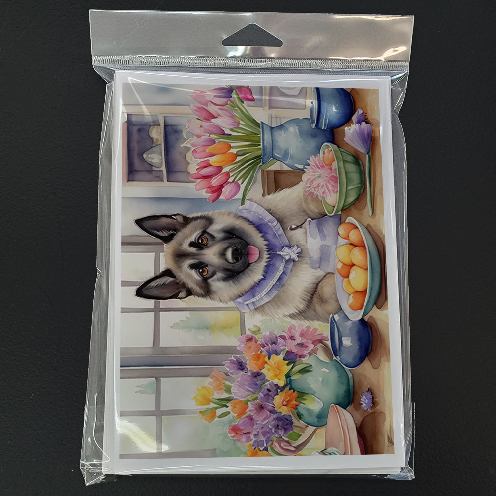 Decorating Easter Norwegian Elkhound Greeting Cards Pack of 8 Blank Cards with Envelopes Whimsical A7 Size 5x7