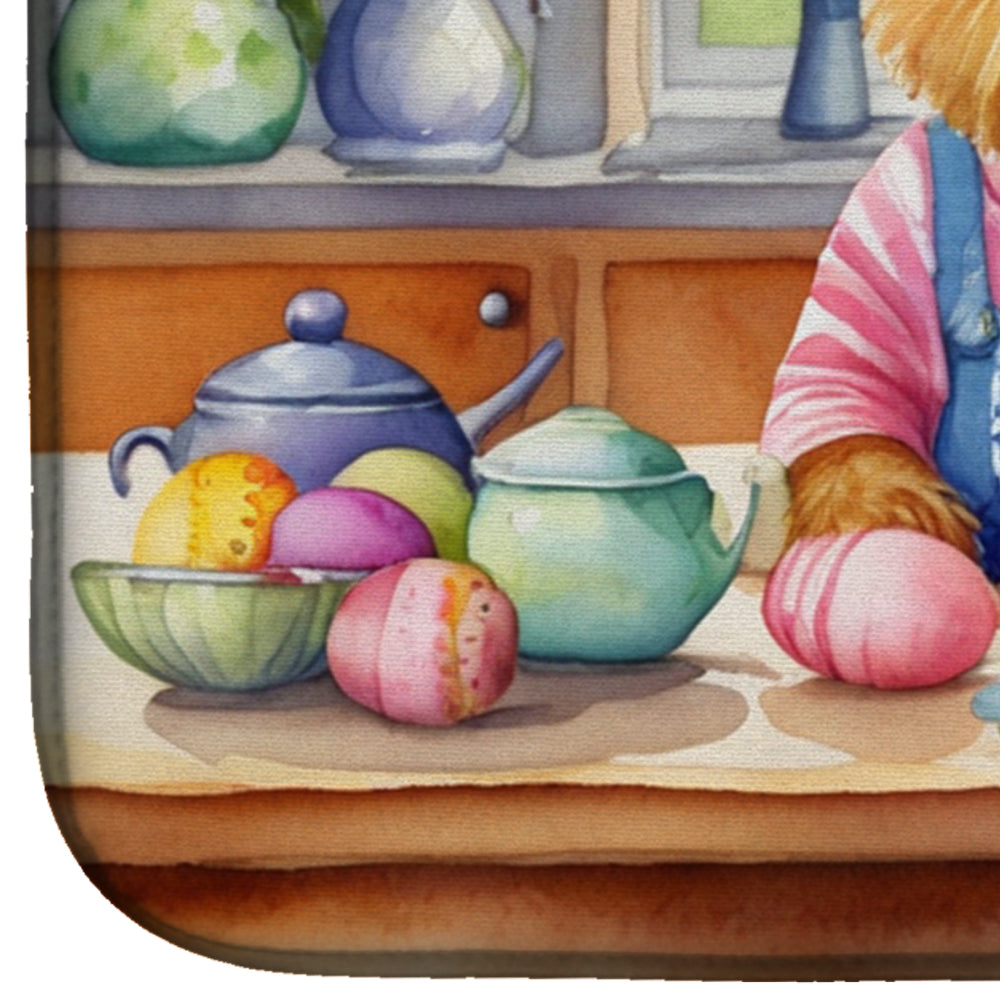 Decorating Easter Norwich Terrier Dish Drying Mat Absorbent Dish Drying Mat Pad for Kitchen Counter Dish Drainer Mat for Countertop, 14 x 21", Multicolor