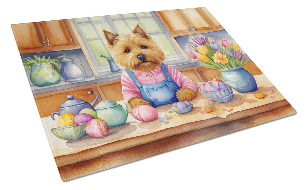 Decorating Easter Norwich Terrier Cutting Board Tempered Glass Kitchen Cutting Surface, Heat Resistant Chopping, Non-Slip Feet, Food Prep & Serving