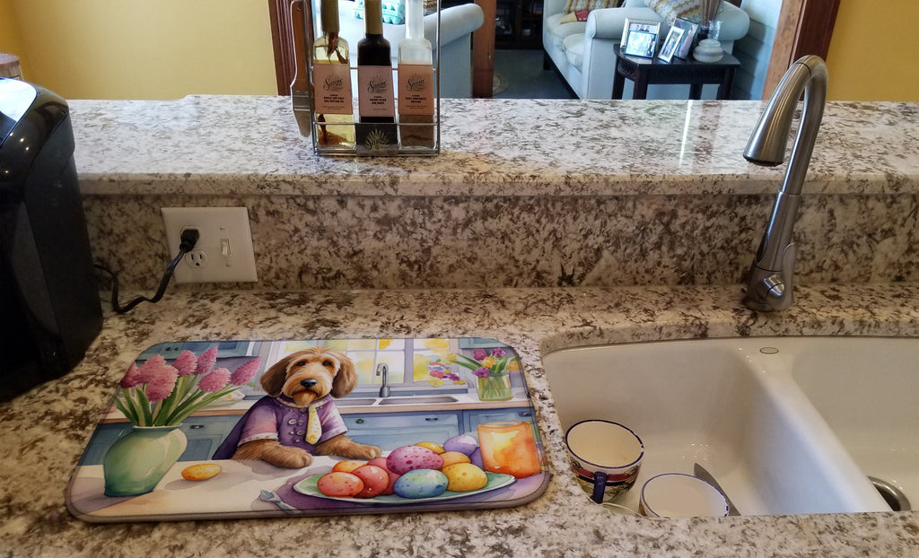 Decorating Easter Otterhound Dish Drying Mat Absorbent Dish Drying Mat Pad for Kitchen Counter Dish Drainer Mat for Countertop, 14 x 21", Multicolor