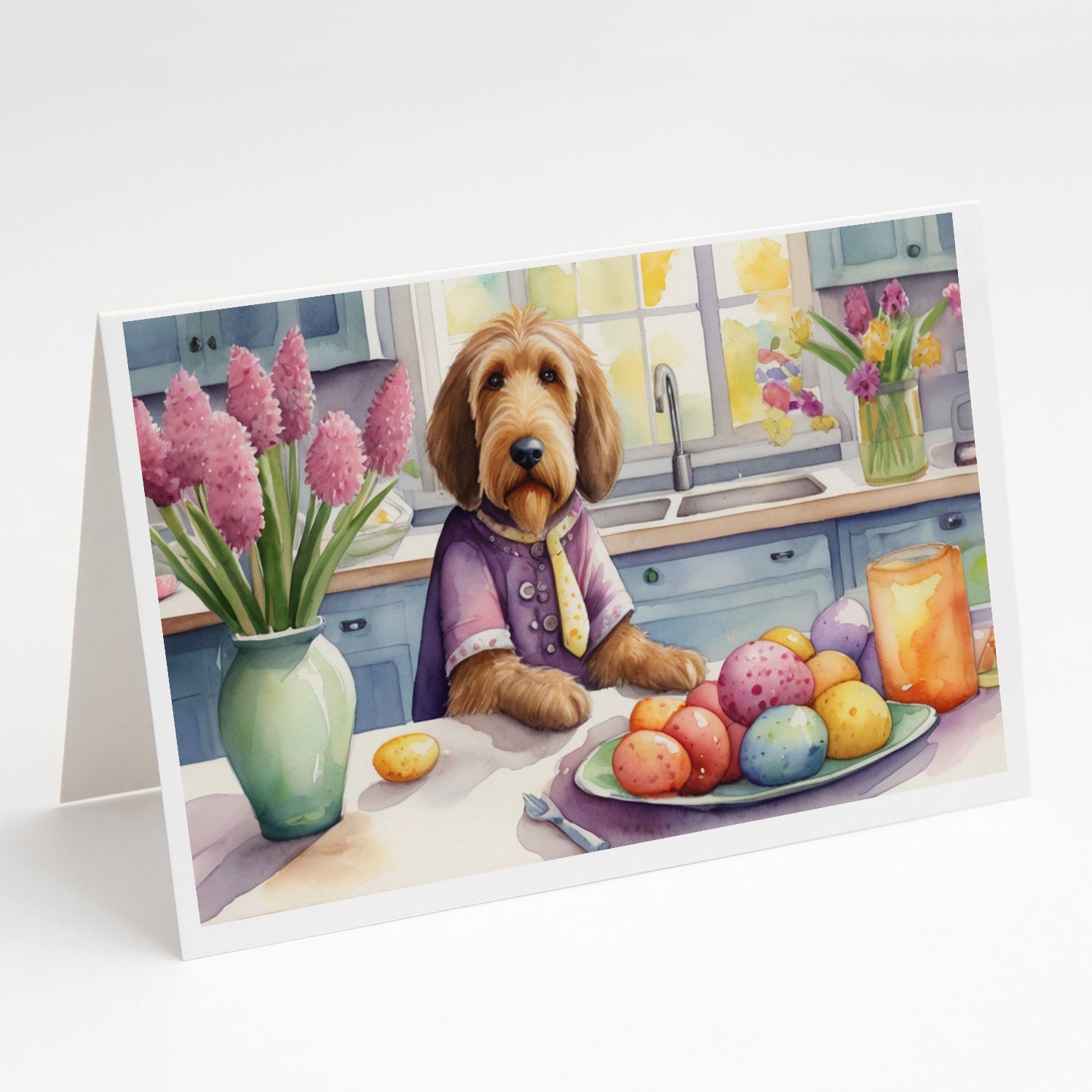 Decorating Easter Otterhound Greeting Cards Pack of 8 Blank Cards with Envelopes Whimsical A7 Size 5x7