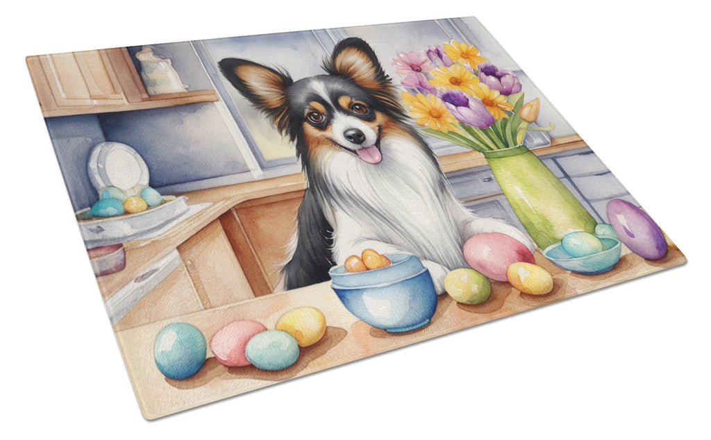 Decorating Easter Papillon Cutting Board Tempered Glass Kitchen Cutting Surface, Heat Resistant Chopping, Non-Slip Feet, Food Prep & Serving