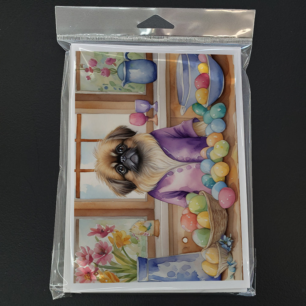 Decorating Easter Pekingese Greeting Cards Pack of 8 Blank Cards with Envelopes Whimsical A7 Size 5x7