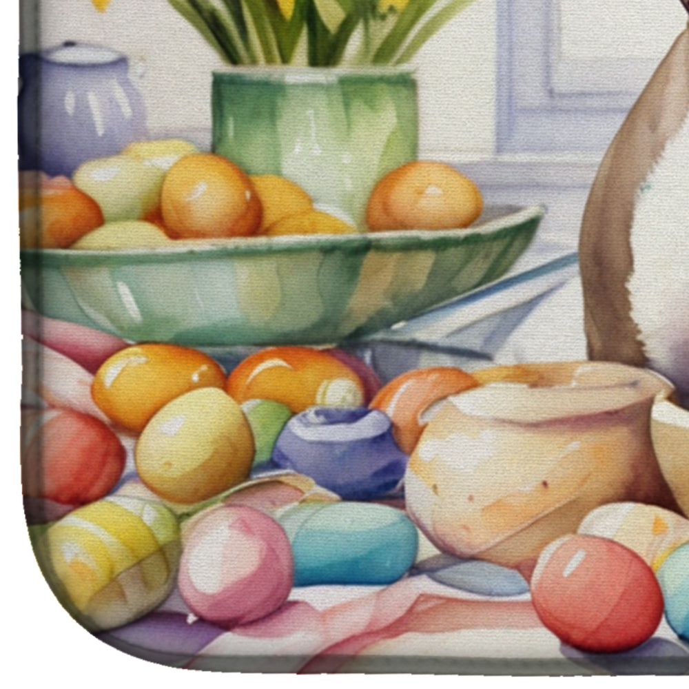 Decorating Easter Pit Bull Terrier Dish Drying Mat Absorbent Dish Drying Mat Pad for Kitchen Counter Dish Drainer Mat for Countertop, 14 x 21", Multicolor