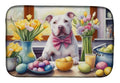 Decorating Easter Pit Bull Terrier Dish Drying Mat Absorbent Dish Drying Mat Pad for Kitchen Counter Dish Drainer Mat for Countertop, 14 x 21", Multicolor