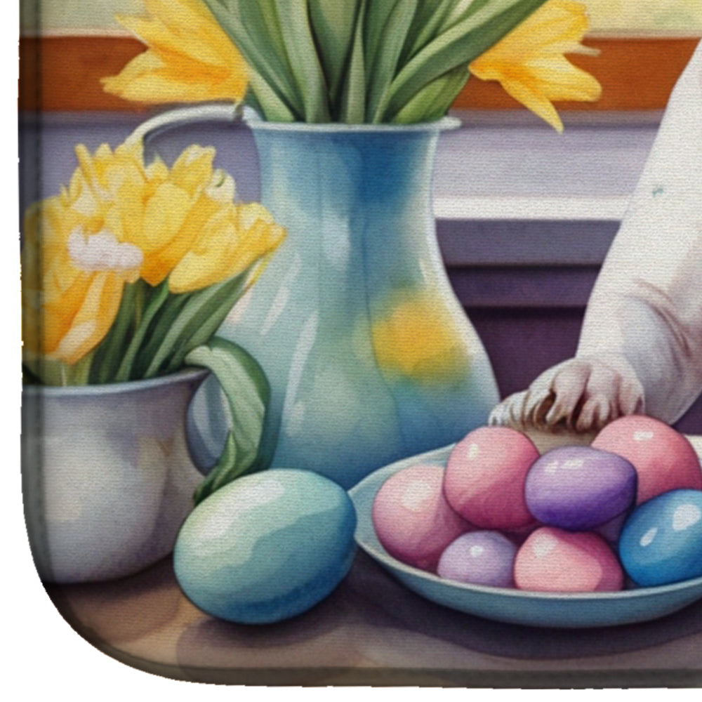 Decorating Easter Pit Bull Terrier Dish Drying Mat Absorbent Dish Drying Mat Pad for Kitchen Counter Dish Drainer Mat for Countertop, 14 x 21", Multicolor