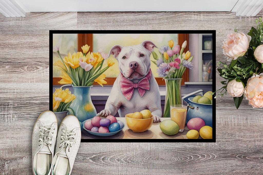 Decorating Easter Pit Bull Terrier Doormat Indoor Outdoor 24H X 36W Front Door Mat Rugs for Entryway, Non Slip Washable Low Pile,
