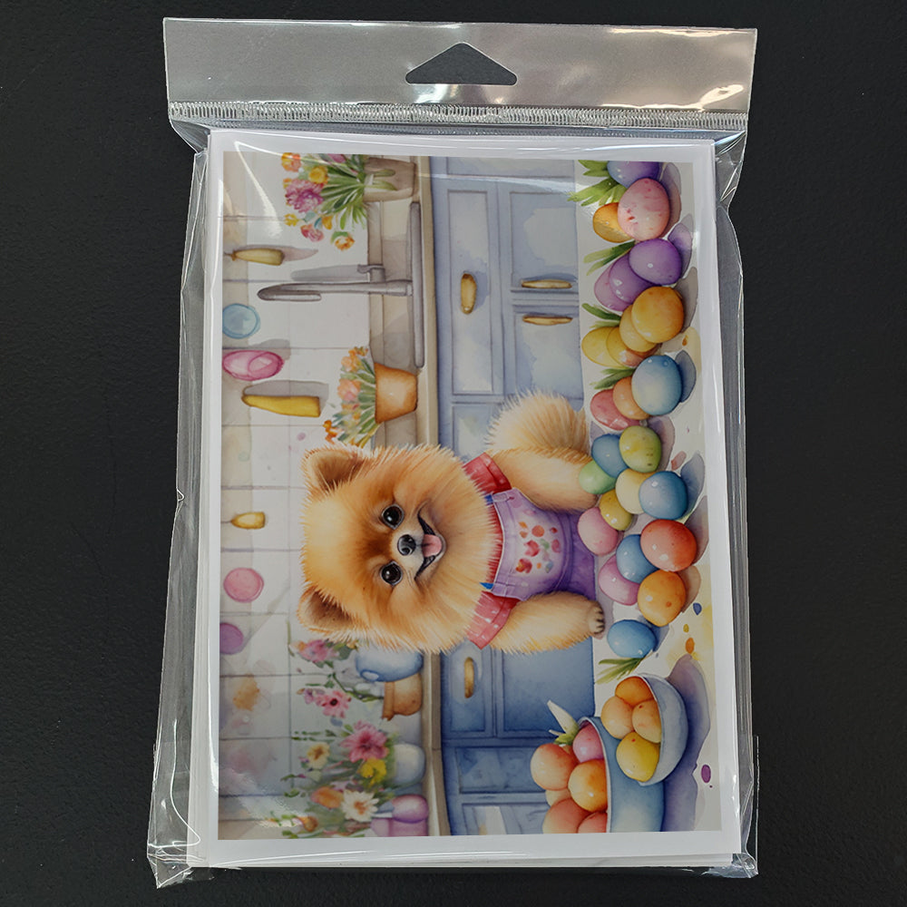 Decorating Easter Pomeranian Greeting Cards Pack of 8 Blank Cards with Envelopes Whimsical A7 Size 5x7