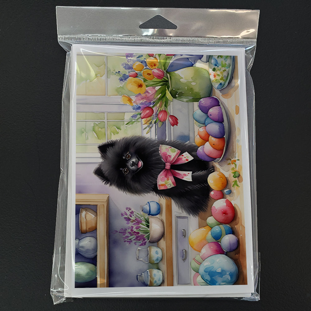 Decorating Easter Pomeranian Greeting Cards Pack of 8 Blank Cards with Envelopes Whimsical A7 Size 5x7