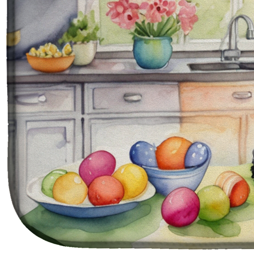 Decorating Easter Black Poodle Dish Drying Mat Absorbent Dish Drying Mat Pad for Kitchen Counter Dish Drainer Mat for Countertop, 14 x 21", Multicolor