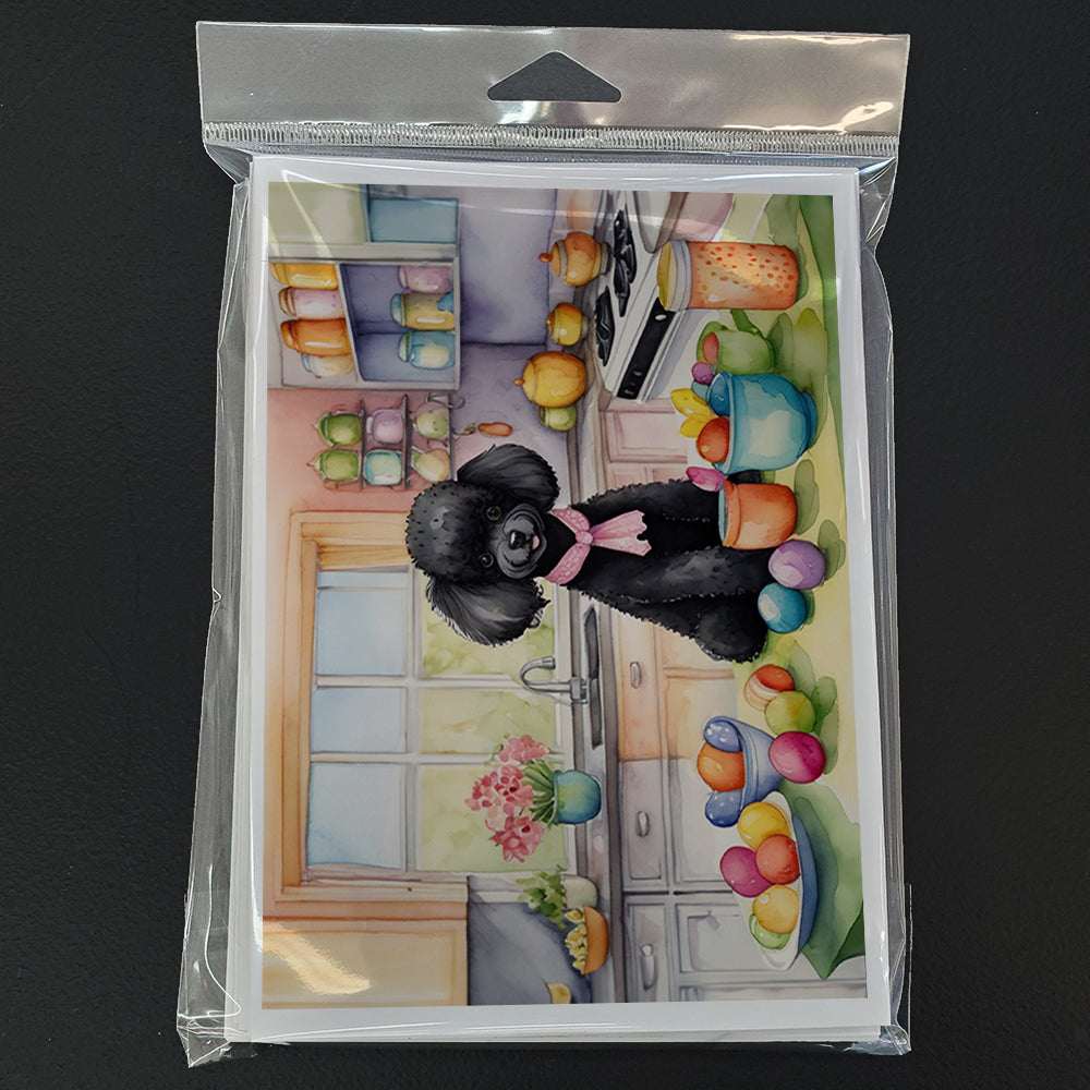 Decorating Easter Black Poodle Greeting Cards Pack of 8 Blank Cards with Envelopes Whimsical A7 Size 5x7