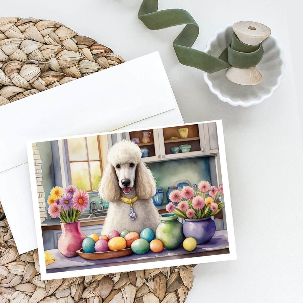 Decorating Easter White Poodle Greeting Cards Pack of 8 Blank Cards with Envelopes Whimsical A7 Size 5x7