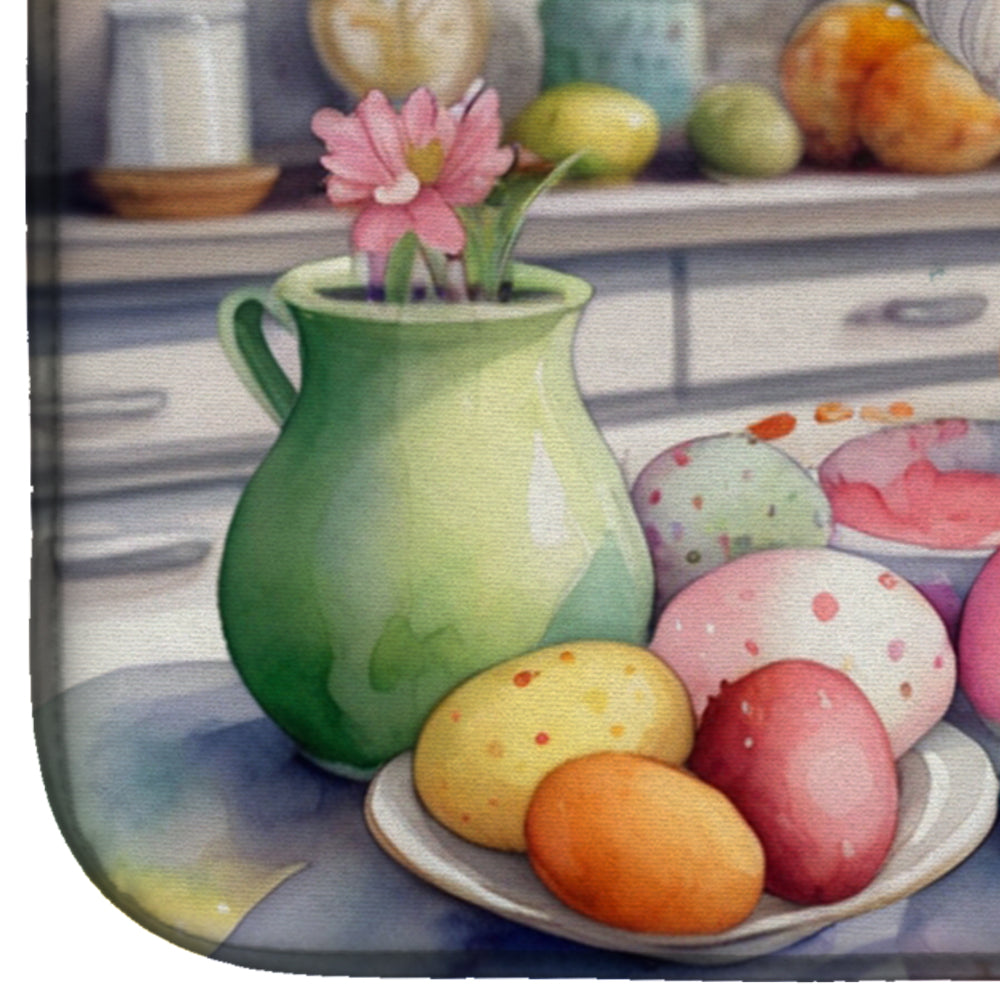 Decorating Easter White Poodle Dish Drying Mat Absorbent Dish Drying Mat Pad for Kitchen Counter Dish Drainer Mat for Countertop, 14 x 21", Multicolor