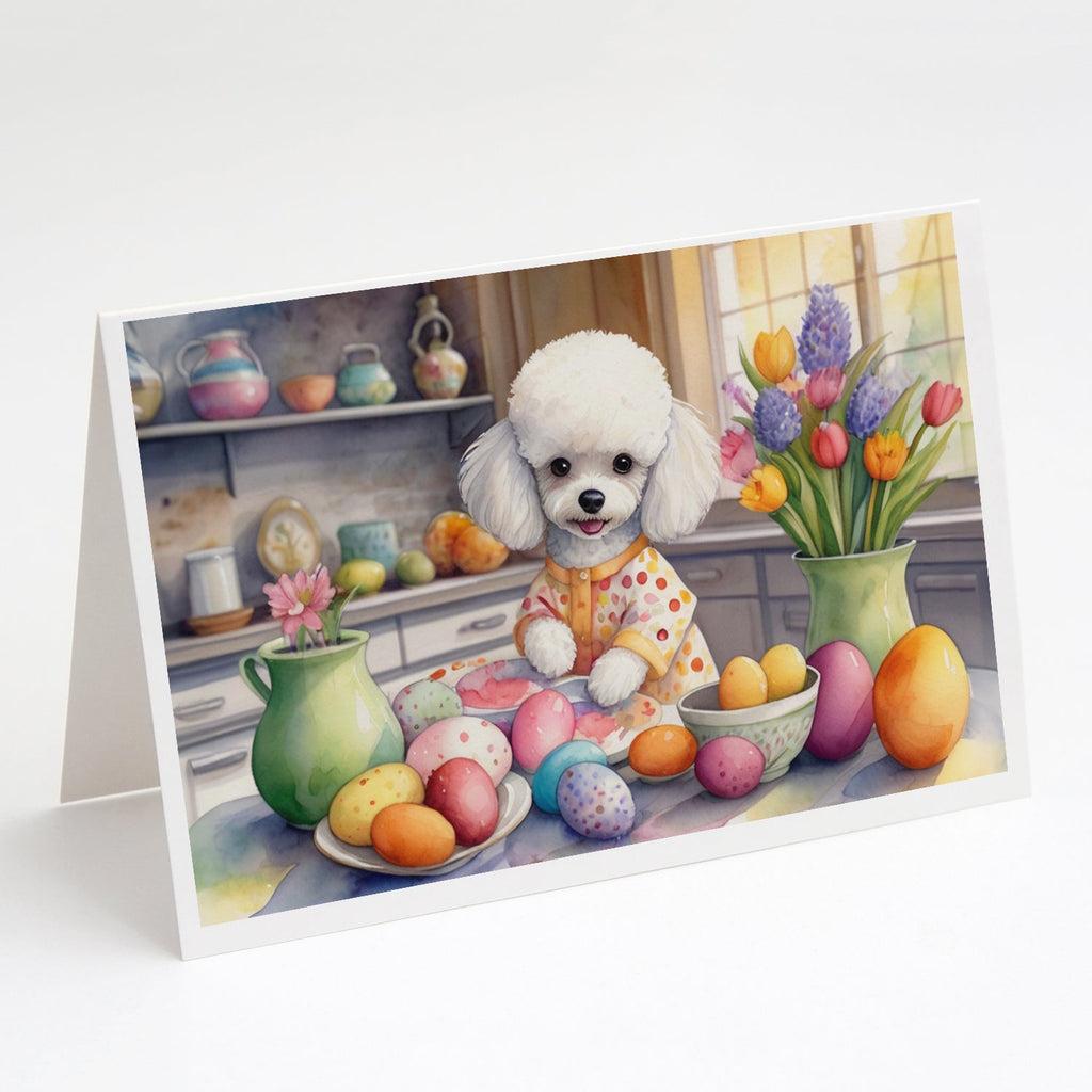 Decorating Easter White Poodle Greeting Cards Pack of 8 Blank Cards with Envelopes Whimsical A7 Size 5x7