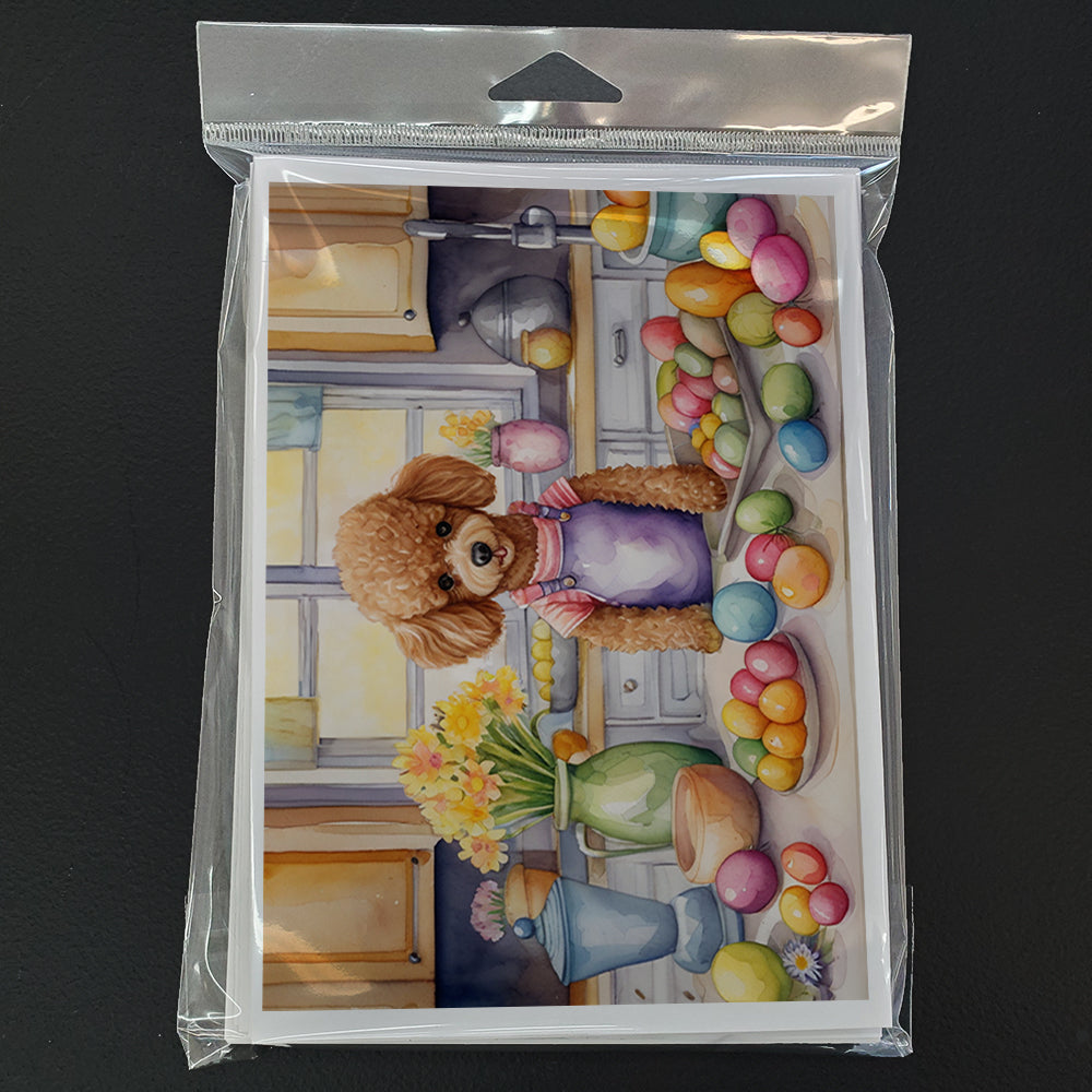 Decorating Easter Poodle Greeting Cards Pack of 8 Blank Cards with Envelopes Whimsical A7 Size 5x7