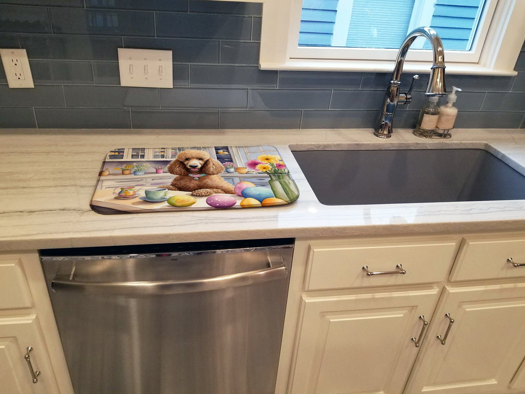 Decorating Easter Poodle Dish Drying Mat Absorbent Dish Drying Mat Pad for Kitchen Counter Dish Drainer Mat for Countertop, 14 x 21", Multicolor