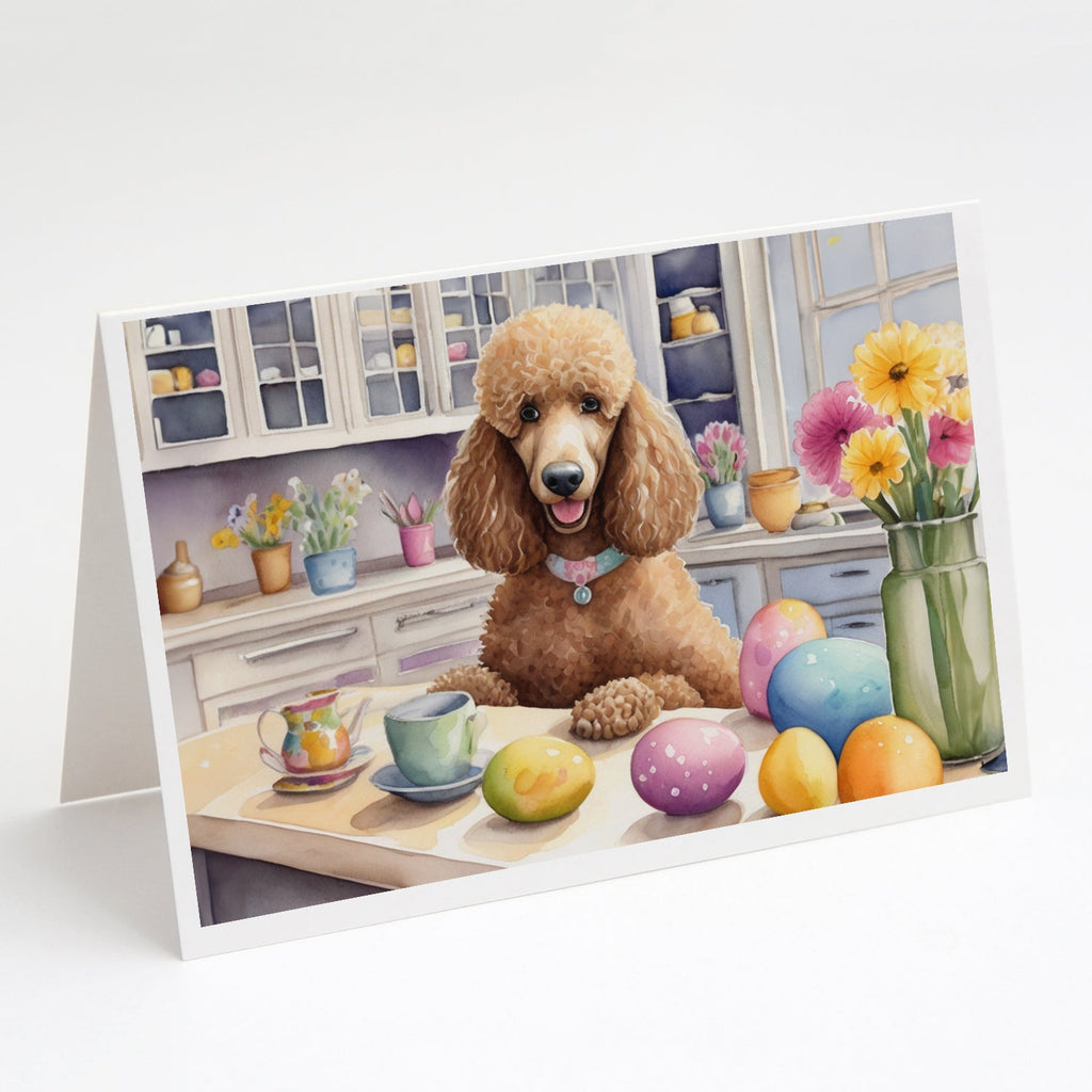Decorating Easter Poodle Greeting Cards Pack of 8 Blank Cards with Envelopes Whimsical A7 Size 5x7