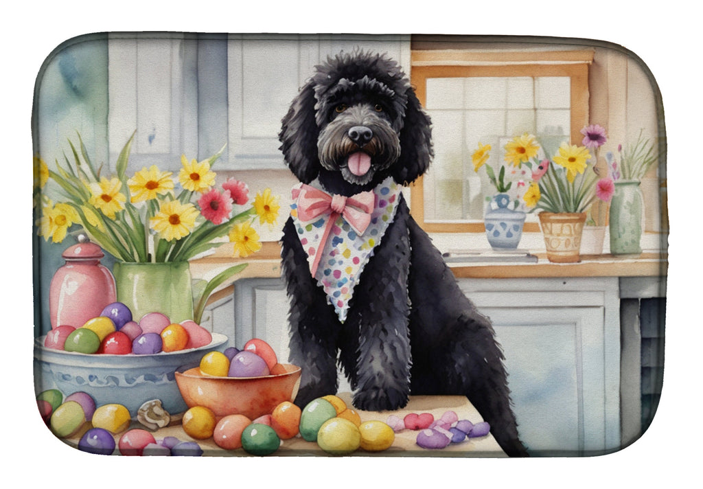 Decorating Easter Portuguese Water Dog Dish Drying Mat Absorbent Dish Drying Mat Pad for Kitchen Counter Dish Drainer Mat for Countertop, 14 x 21", Multicolor