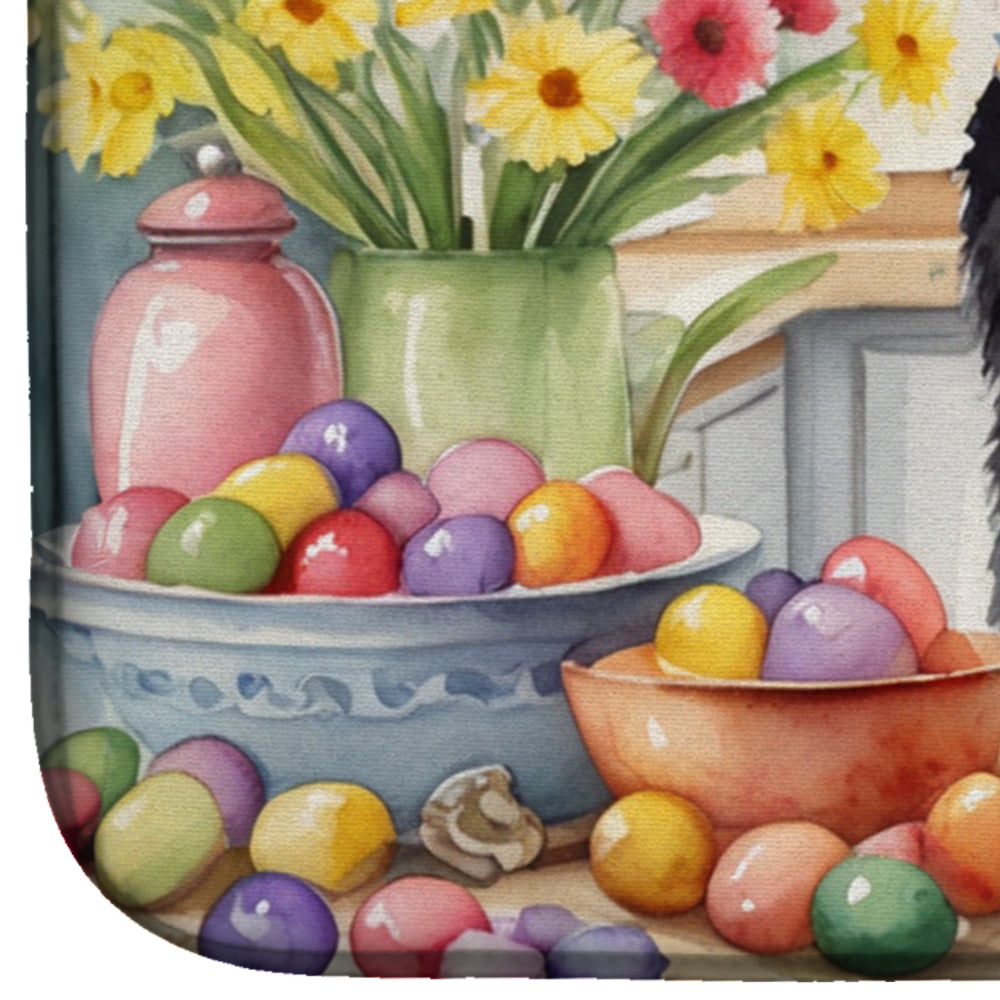 Decorating Easter Portuguese Water Dog Dish Drying Mat Absorbent Dish Drying Mat Pad for Kitchen Counter Dish Drainer Mat for Countertop, 14 x 21", Multicolor