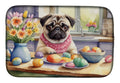 Decorating Easter Pug Dish Drying Mat Absorbent Dish Drying Mat Pad for Kitchen Counter Dish Drainer Mat for Countertop, 14 x 21", Multicolor