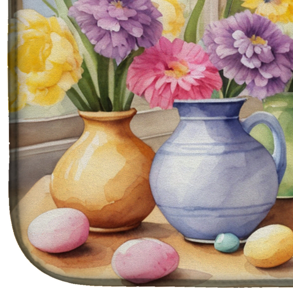 Decorating Easter Pug Dish Drying Mat Absorbent Dish Drying Mat Pad for Kitchen Counter Dish Drainer Mat for Countertop, 14 x 21", Multicolor