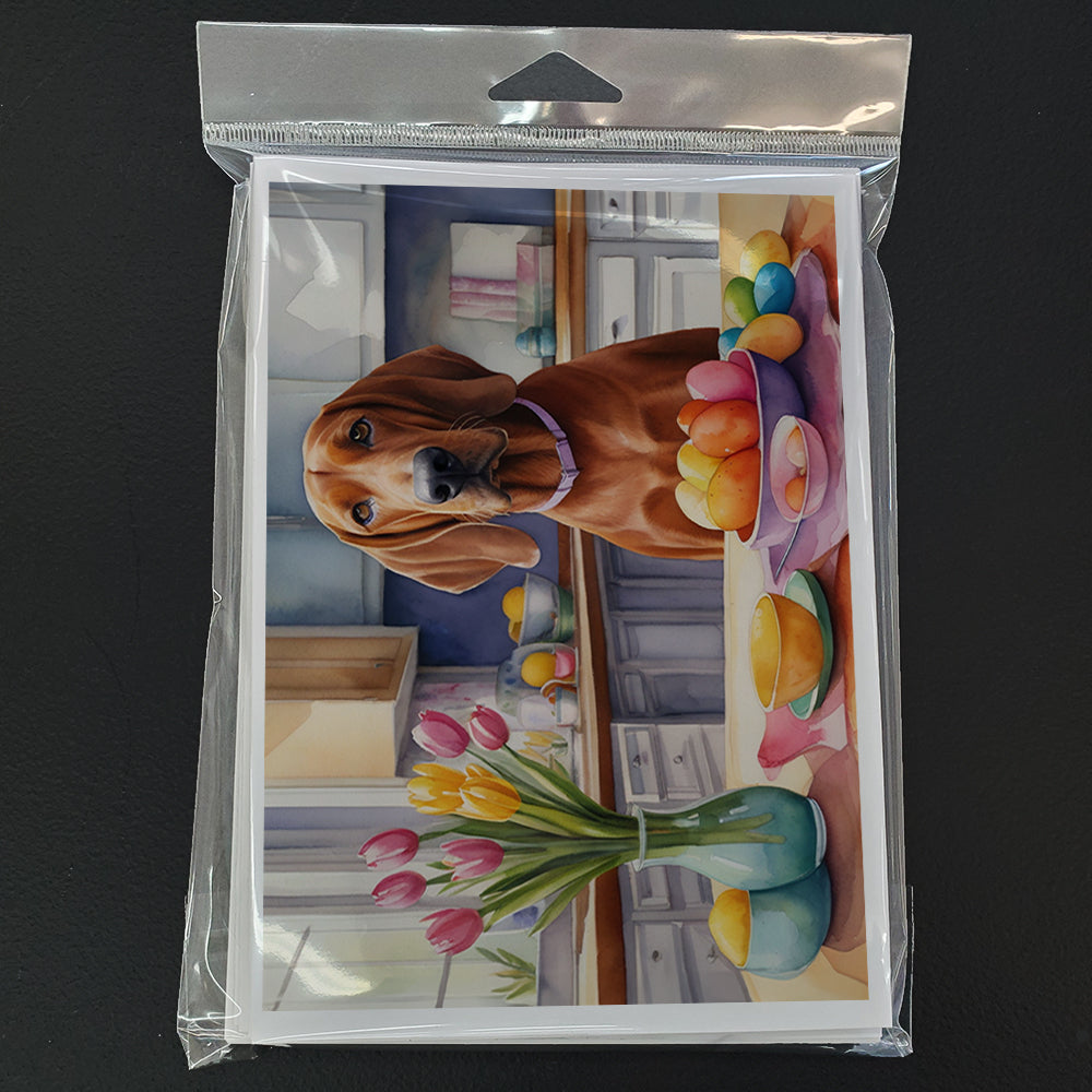Decorating Easter Redbone Coonhound Greeting Cards Pack of 8 Blank Cards with Envelopes Whimsical A7 Size 5x7