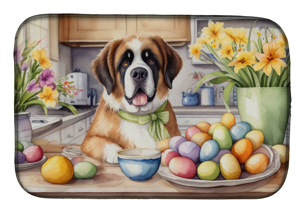 Decorating Easter Saint Bernard Dish Drying Mat Absorbent Dish Drying Mat Pad for Kitchen Counter Dish Drainer Mat for Countertop, 14 x 21", Multicolor