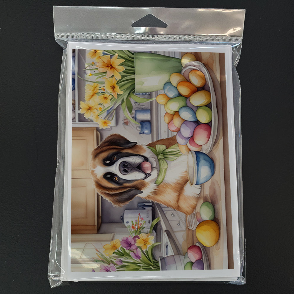 Decorating Easter Saint Bernard Greeting Cards Pack of 8 Blank Cards with Envelopes Whimsical A7 Size 5x7