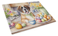 Decorating Easter Saint Bernard Cutting Board Tempered Glass Kitchen Cutting Surface, Heat Resistant Chopping, Non-Slip Feet, Food Prep & Serving