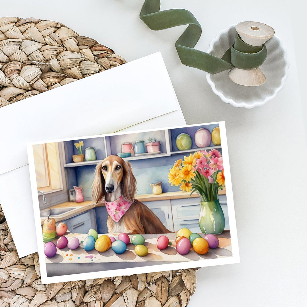 Decorating Easter Saluki Greeting Cards Pack of 8 Blank Cards with Envelopes Whimsical A7 Size 5x7