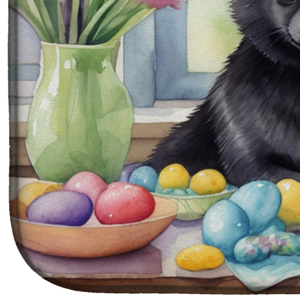 Decorating Easter Schipperke Dish Drying Mat Absorbent Dish Drying Mat Pad for Kitchen Counter Dish Drainer Mat for Countertop, 14 x 21", Multicolor