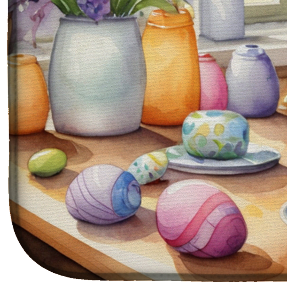 Decorating Easter Schnauzer Dish Drying Mat Absorbent Dish Drying Mat Pad for Kitchen Counter Dish Drainer Mat for Countertop, 14 x 21", Multicolor