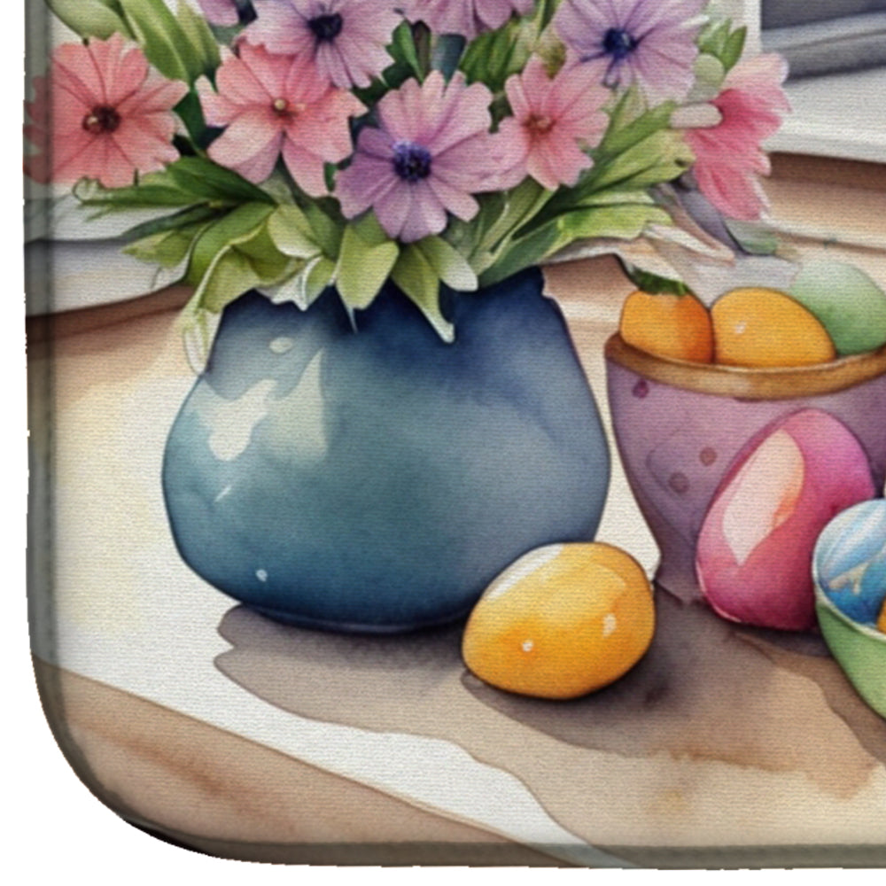 Decorating Easter Sheltie Dish Drying Mat Absorbent Dish Drying Mat Pad for Kitchen Counter Dish Drainer Mat for Countertop, 14 x 21", Multicolor