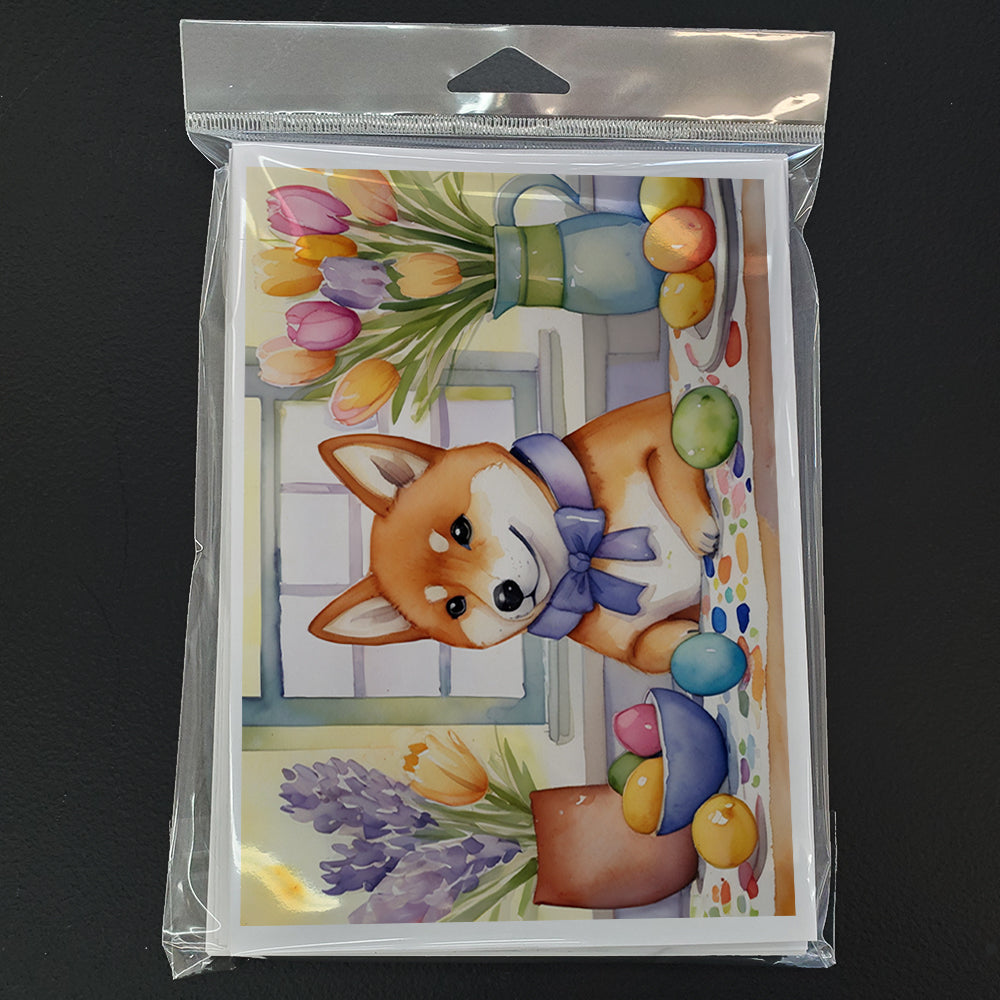 Decorating Easter Shiba Inu Greeting Cards Pack of 8 Blank Cards with Envelopes Whimsical A7 Size 5x7