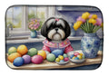 Decorating Easter Shih Tzu Dish Drying Mat Absorbent Dish Drying Mat Pad for Kitchen Counter Dish Drainer Mat for Countertop, 14 x 21", Multicolor