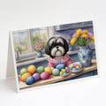 Decorating Easter Shih Tzu Greeting Cards Pack of 8 Blank Cards with Envelopes Whimsical A7 Size 5x7