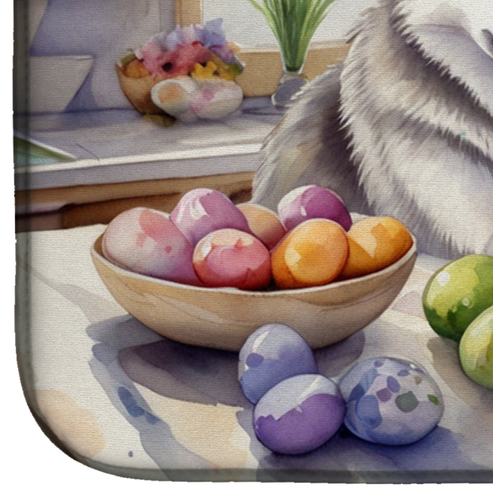 Decorating Easter Siberian Husky Dish Drying Mat Absorbent Dish Drying Mat Pad for Kitchen Counter Dish Drainer Mat for Countertop, 14 x 21", Multicolor