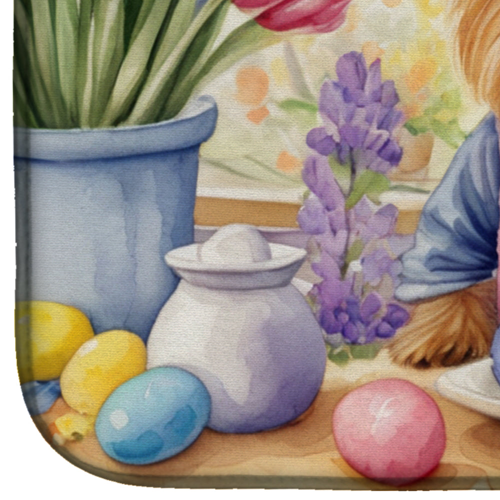 Decorating Easter Silky Terrier Dish Drying Mat Absorbent Dish Drying Mat Pad for Kitchen Counter Dish Drainer Mat for Countertop, 14 x 21", Multicolor