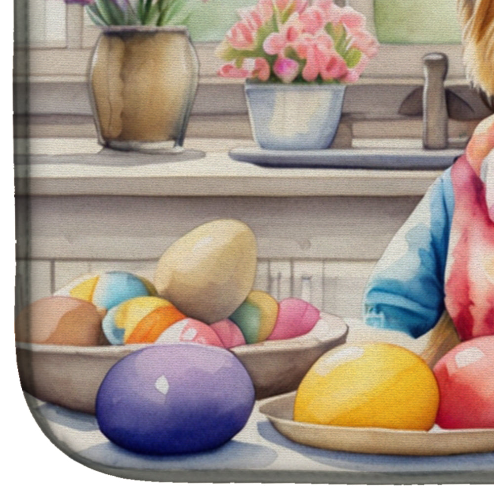 Decorating Easter Silky Terrier Dish Drying Mat Absorbent Dish Drying Mat Pad for Kitchen Counter Dish Drainer Mat for Countertop, 14 x 21", Multicolor
