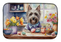 Decorating Easter Skye Terrier Dish Drying Mat Absorbent Dish Drying Mat Pad for Kitchen Counter Dish Drainer Mat for Countertop, 14 x 21", Multicolor