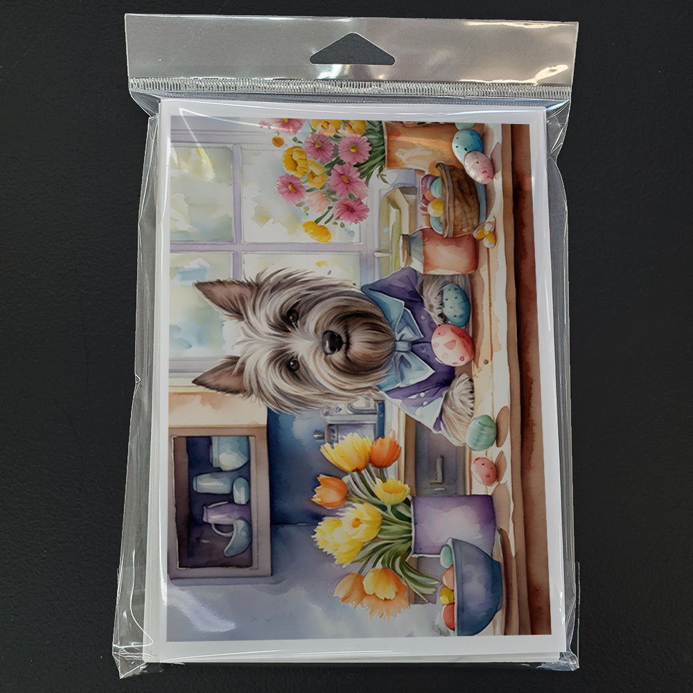 Decorating Easter Skye Terrier Greeting Cards Pack of 8 Blank Cards with Envelopes Whimsical A7 Size 5x7