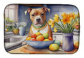 Decorating Easter Staffordshire Bull Terrier Dish Drying Mat Absorbent Dish Drying Mat Pad for Kitchen Counter Dish Drainer Mat for Countertop, 14 x 21", Multicolor