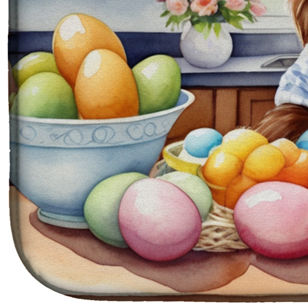 Decorating Easter Sussex Spaniel Dish Drying Mat Absorbent Dish Drying Mat Pad for Kitchen Counter Dish Drainer Mat for Countertop, 14 x 21", Multicolor