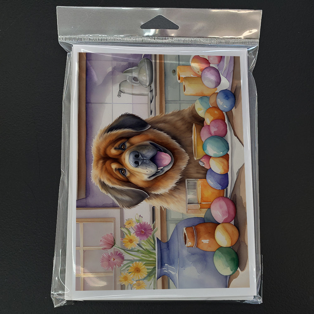 Decorating Easter Tibetan Mastiff Greeting Cards Pack of 8 Blank Cards with Envelopes Whimsical A7 Size 5x7