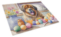 Decorating Easter Tibetan Mastiff Cutting Board Tempered Glass Kitchen Cutting Surface, Heat Resistant Chopping, Non-Slip Feet, Food Prep & Serving