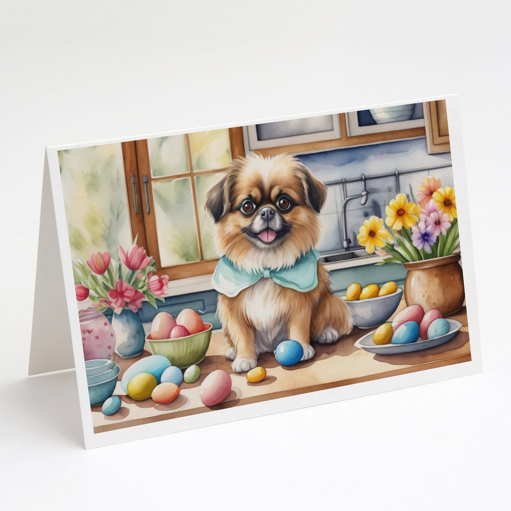 Decorating Easter Tibetan Spaniel Greeting Cards Pack of 8 Blank Cards with Envelopes Whimsical A7 Size 5x7